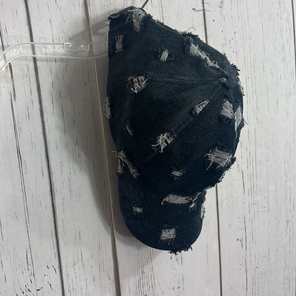 C.C. Distressed Denim Dark Wash Denim Baseball Cap One Size - Picture 8 of 10